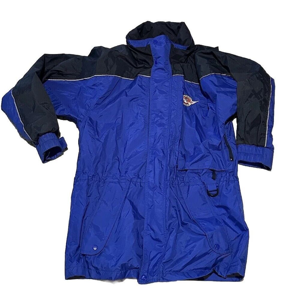 Southwest Airlines Blue Hooded Coat Full Dual Zip‎ Jacket Unisex Size Small UTY